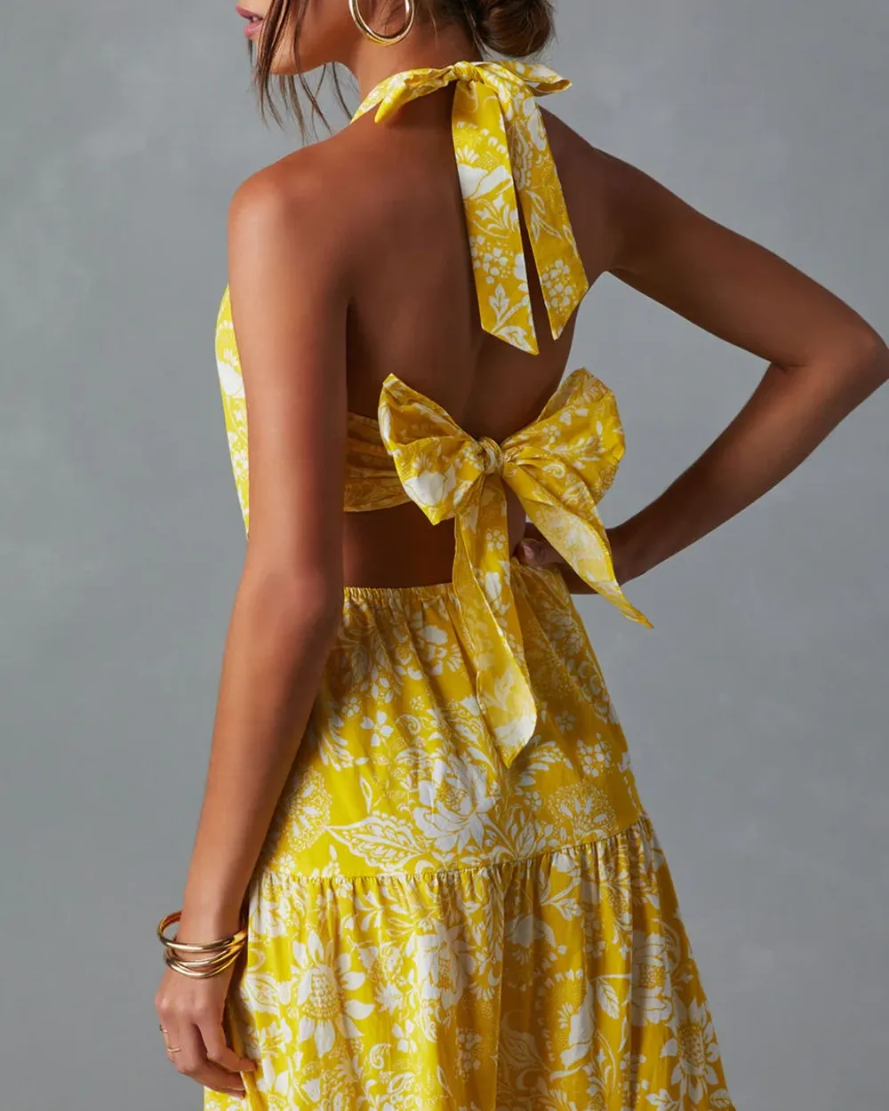 Halter Neck Tiered Maxi Dress