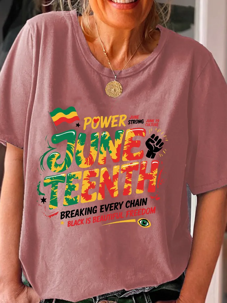Women'S Juneteenth Breaking Every Chain Black Is Beautiful Freedom Round-Neck Short-Sleeved T-Shirt