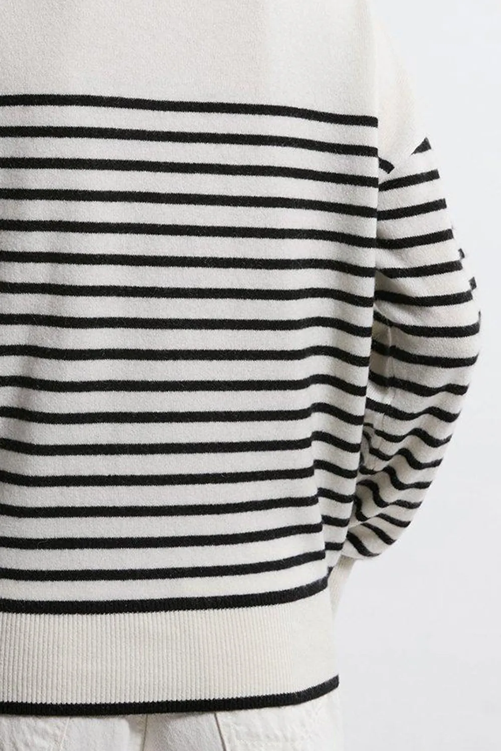 Cashmere Knitted V Neck Contrast Wrap Striped Jumper