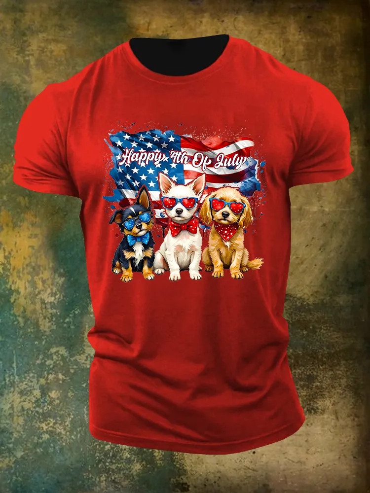 Men'S Happy 4Th Of July Round-Neck T-Shirt