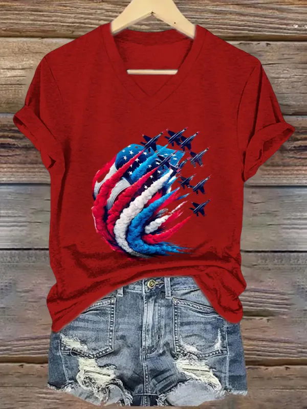 Woman'S Independence Day Print Short-Sleeved T-Shirt