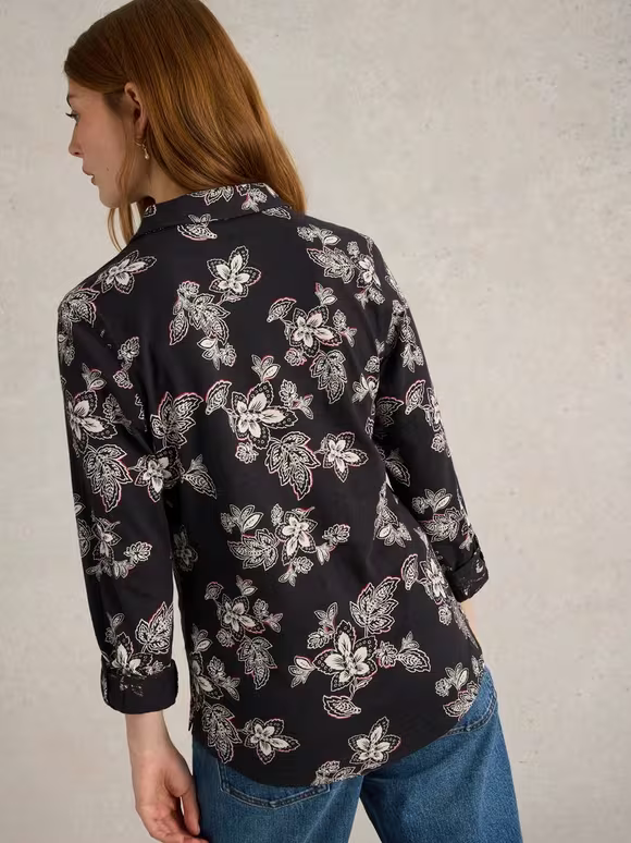 Long-Sleeved Art Graphic Cotton Shirt