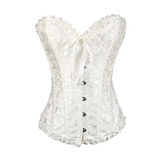 Women's Corsets Trachtenmieder Christmas Halloween Wedding Party Birthday Party Xmas Plus Size Apricot Creamy-white Black Red Country Bavarian Overbust Corset Hook & Eye Lace Up Tummy Control Push