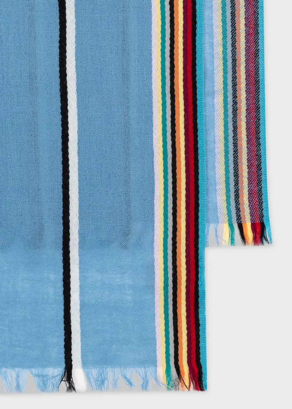 Sky Blue Artist Striped Edge Wool Scarf