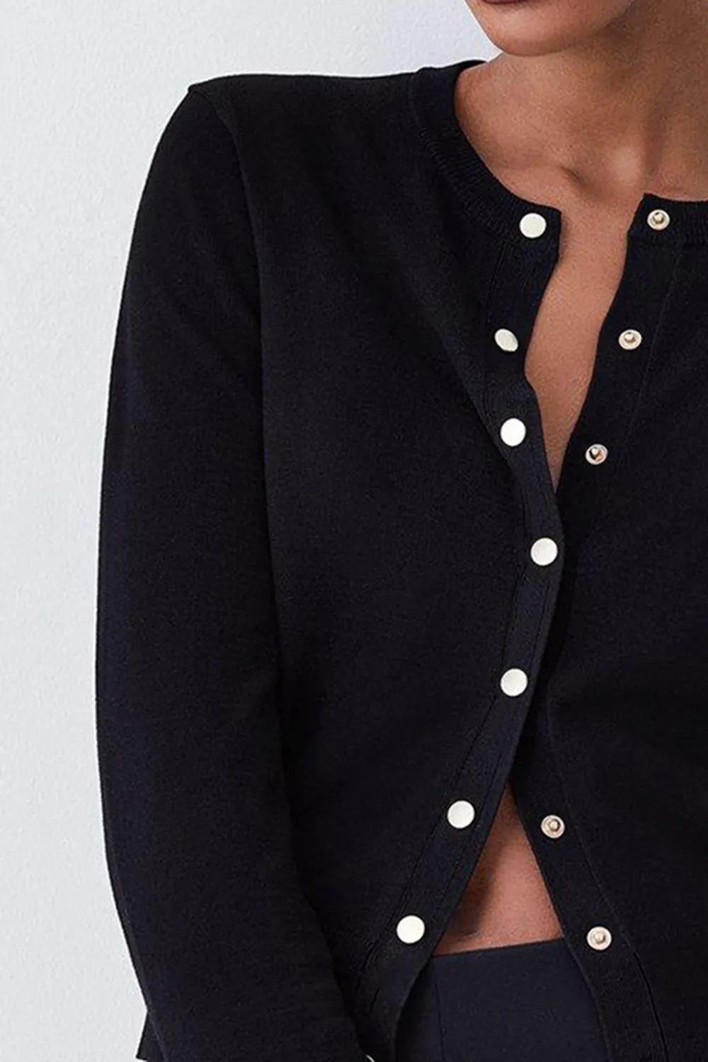 Viscose Blend Knitted Crew Neck Cardigan