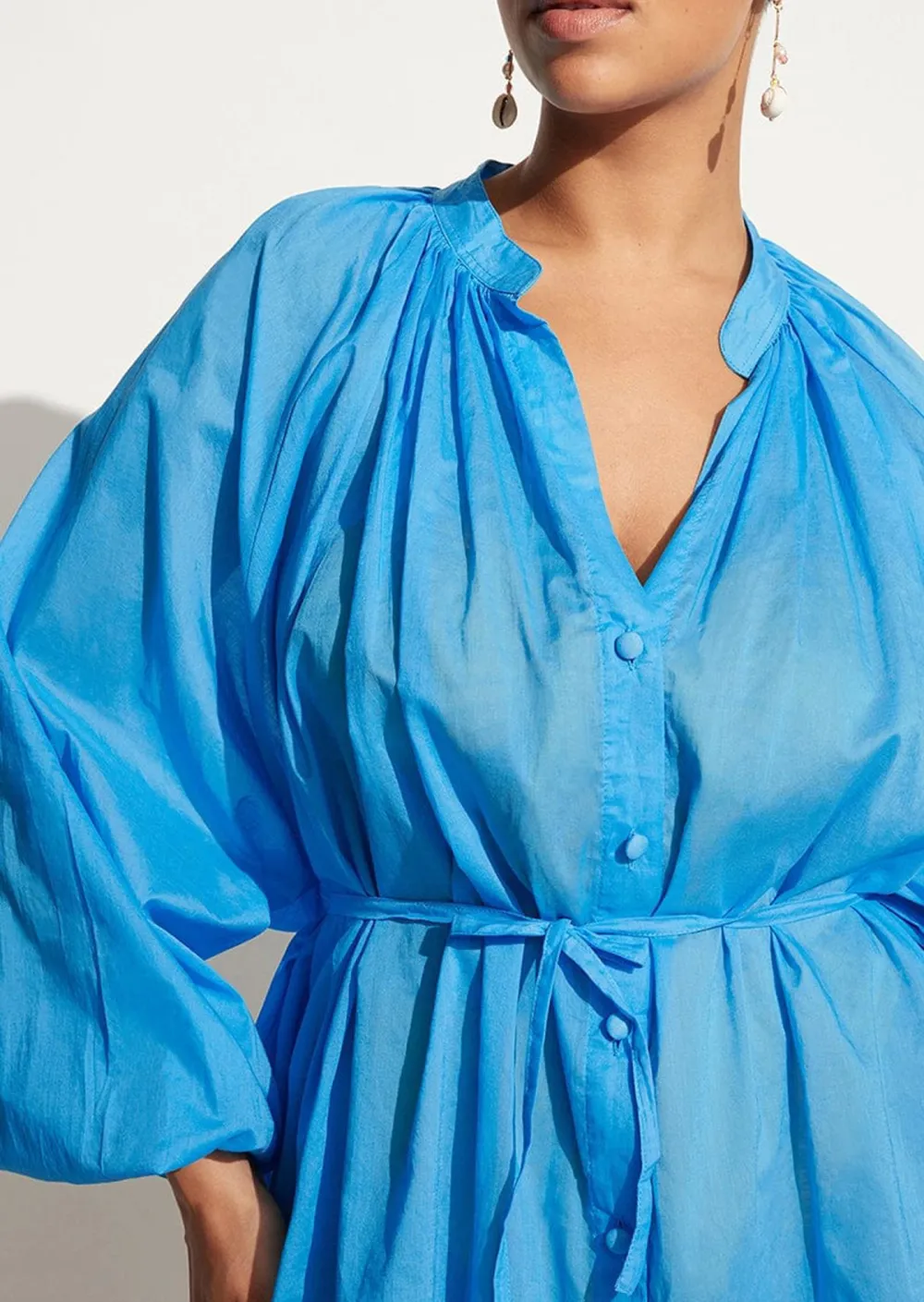 Elasticated Long Balloon Sleeves Mini Smock