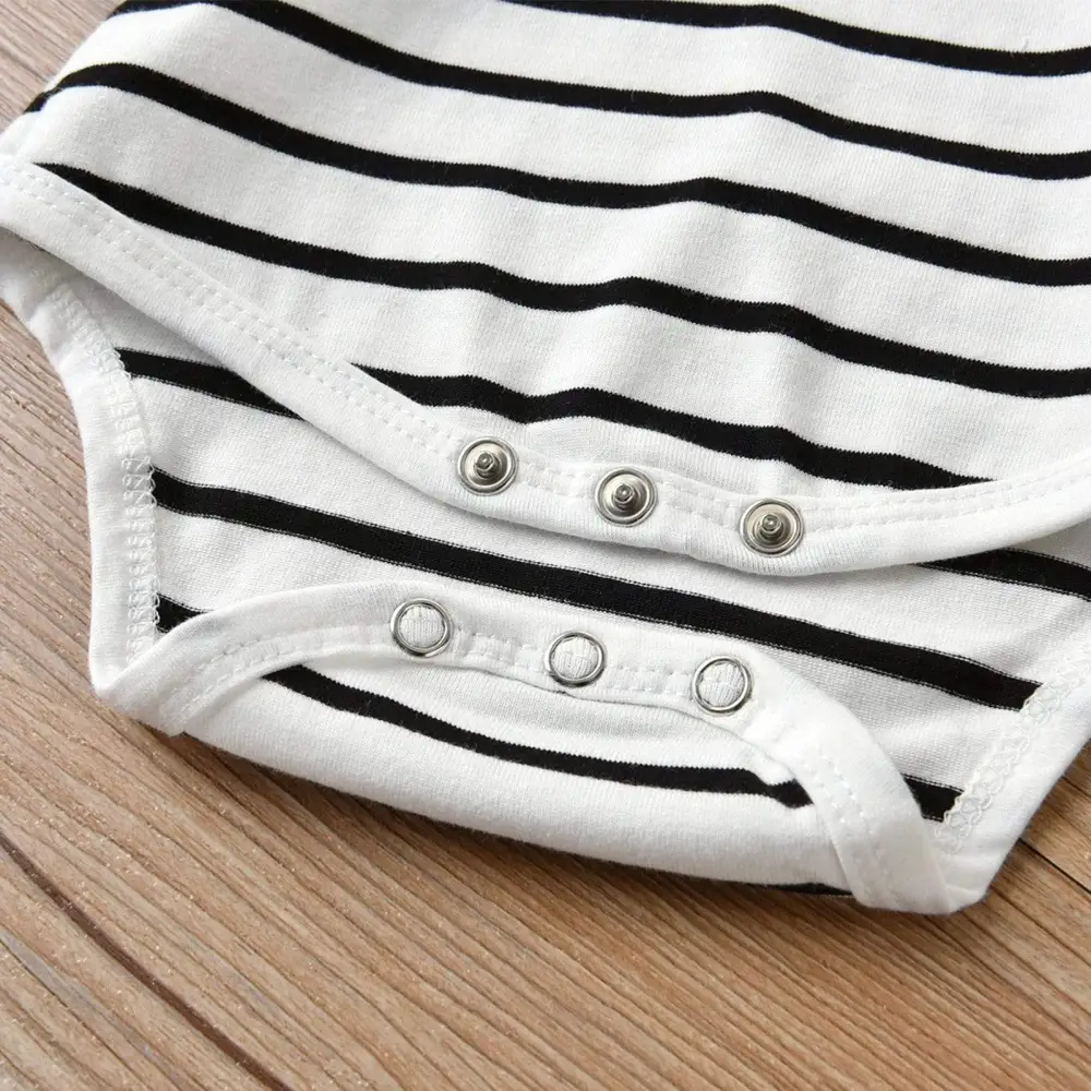 Three Piece Stripe Baby Romper Set