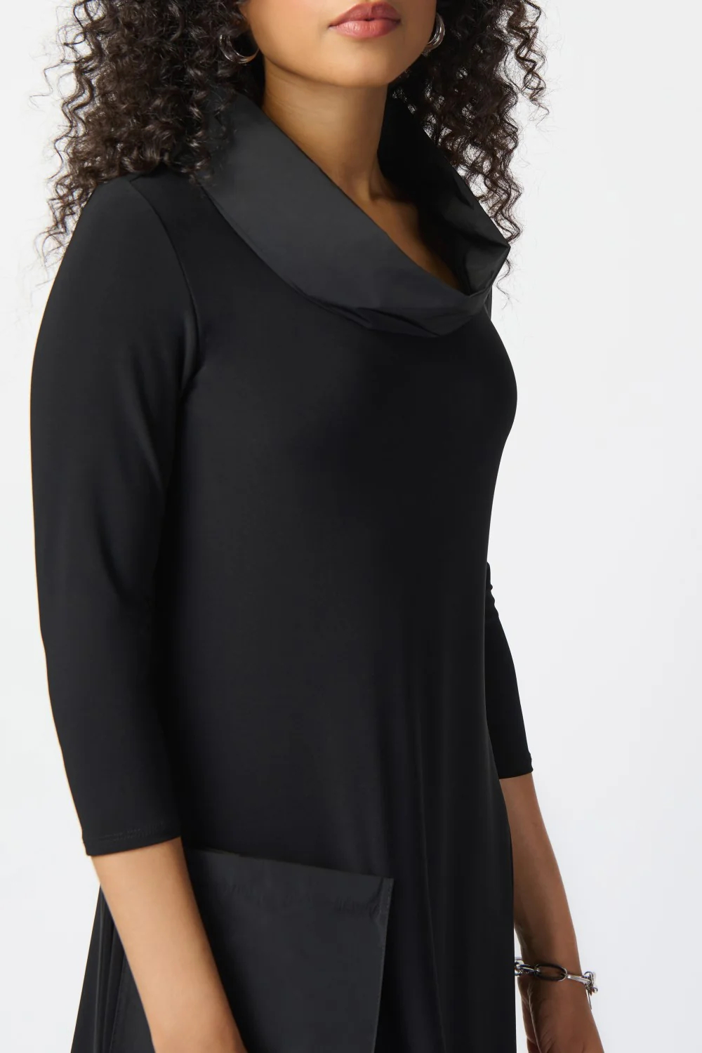 Black Asymmetric Hem Midi Dress