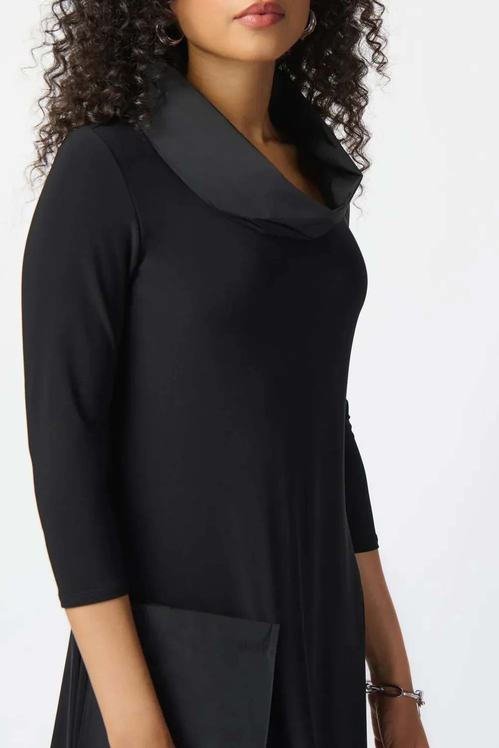 Black Asymmetric Hem Midi Dress