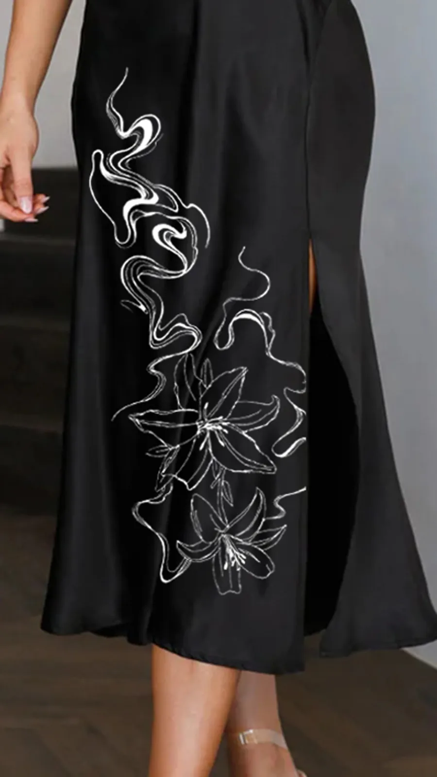 Silky Fabric Midi Dress