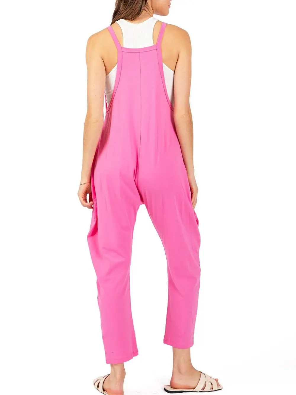 Hot Pink Sleeveless Pocketed Jumpsuit