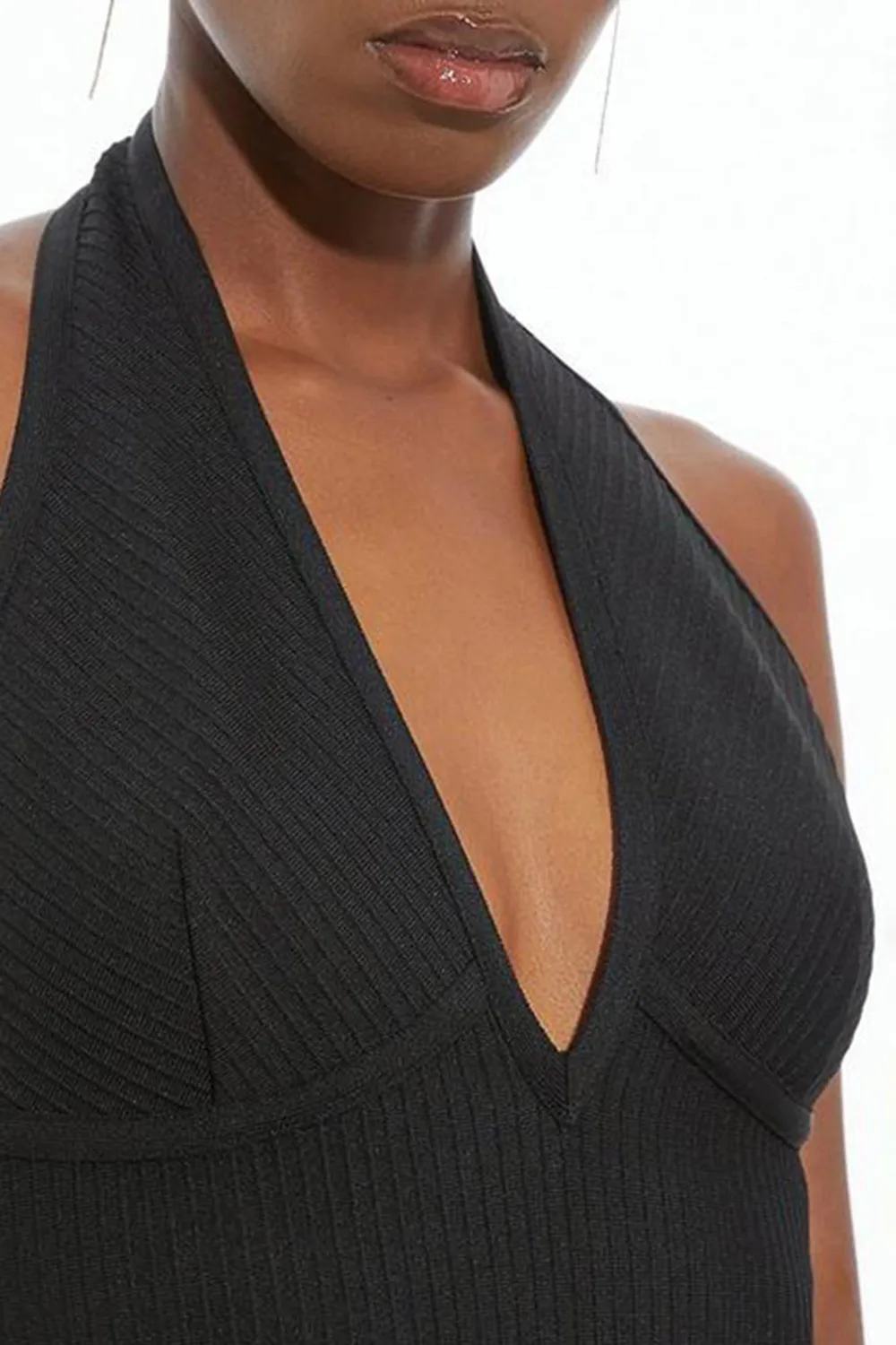 Halter Neck Knit Bodysuit