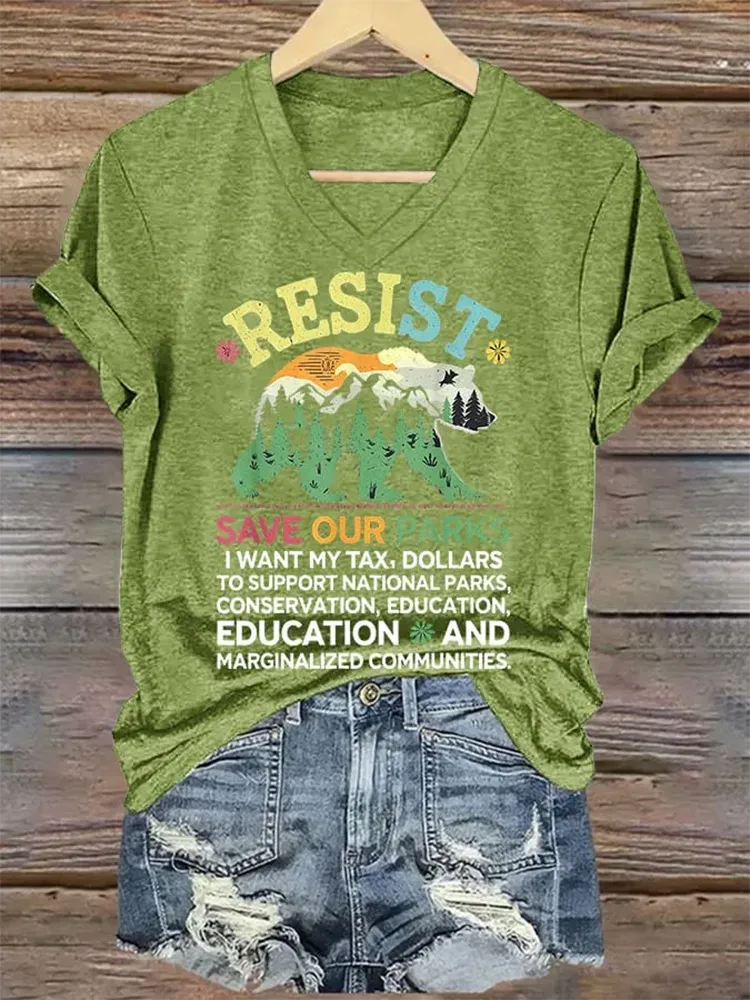 Women'S Support Our National Parks Printed T-Shirt