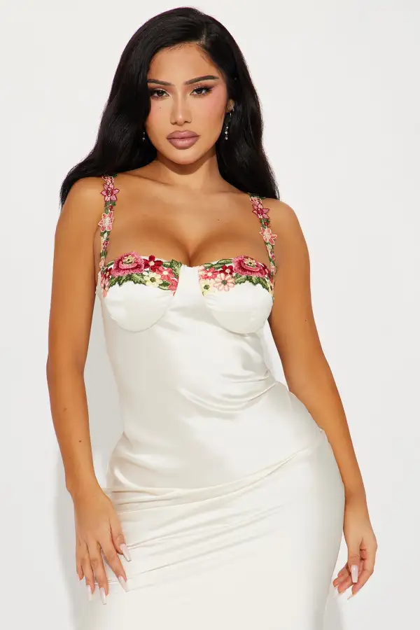 Evelyn Satin Maxi Dress - White