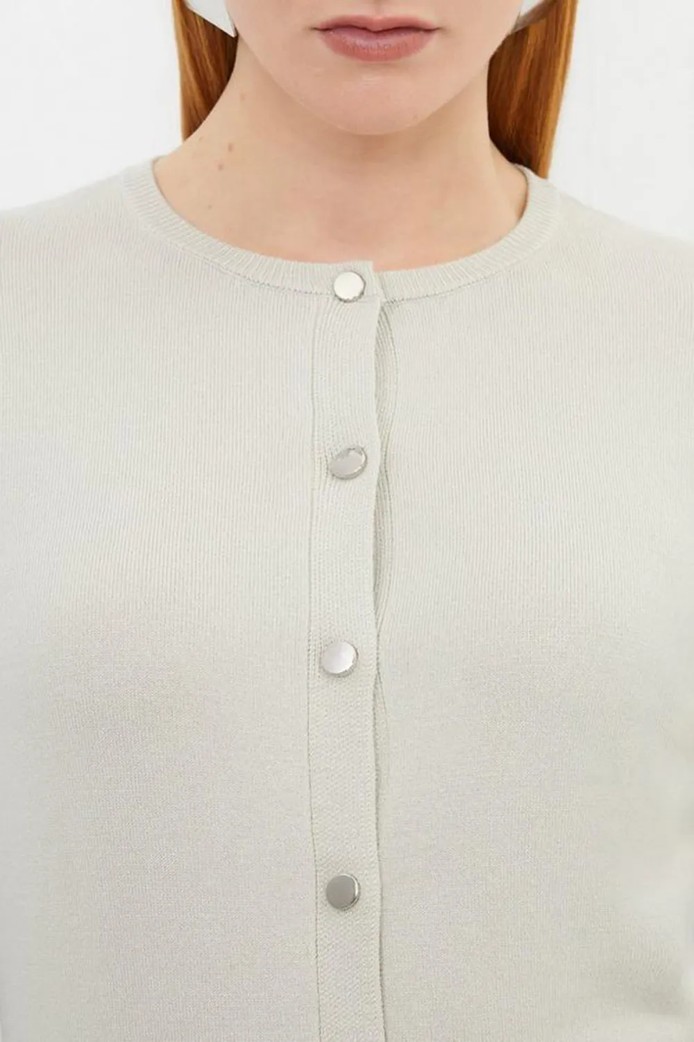 Viscose Blend Knitted Crew Neck Cardigan