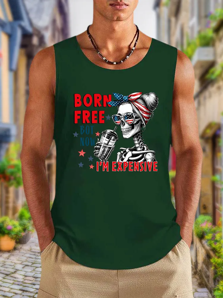 Men'S Born Free Bot Now I'M Expensive Round-Necked Sleeveless Vest