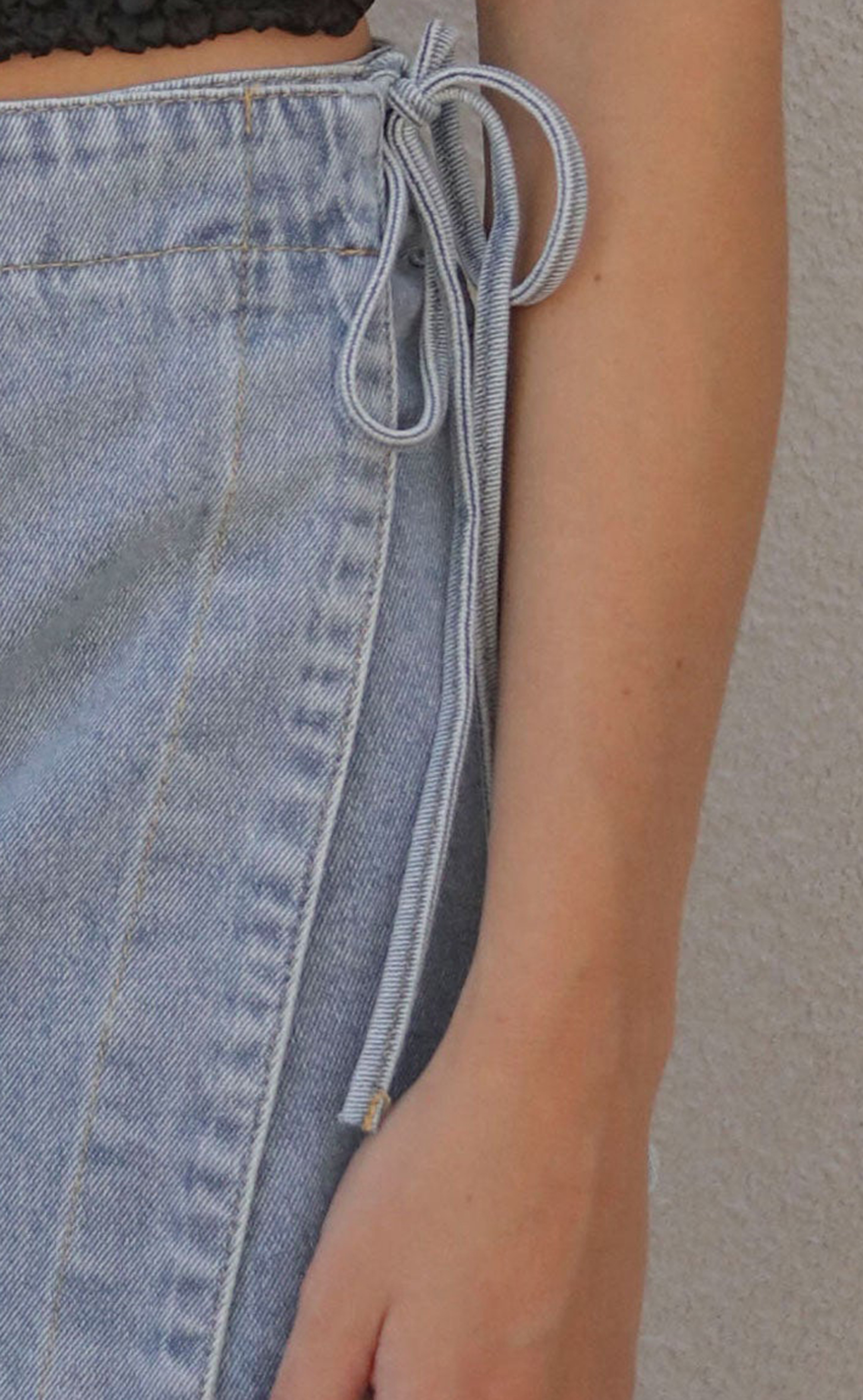 Blue Gingham Wrap Style Mini Skirt
