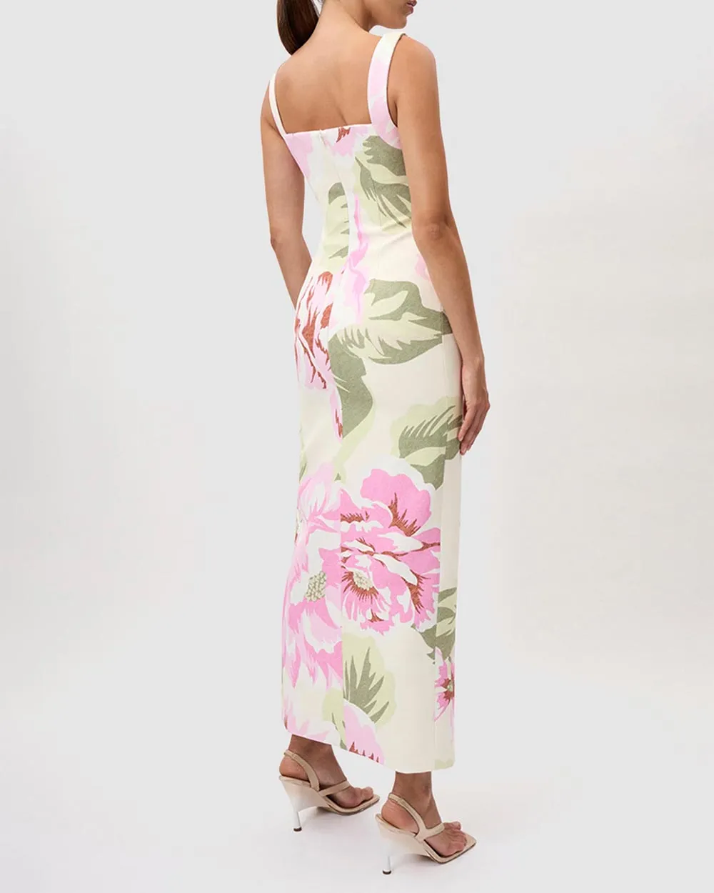 Floral Square Peep Midi Dress