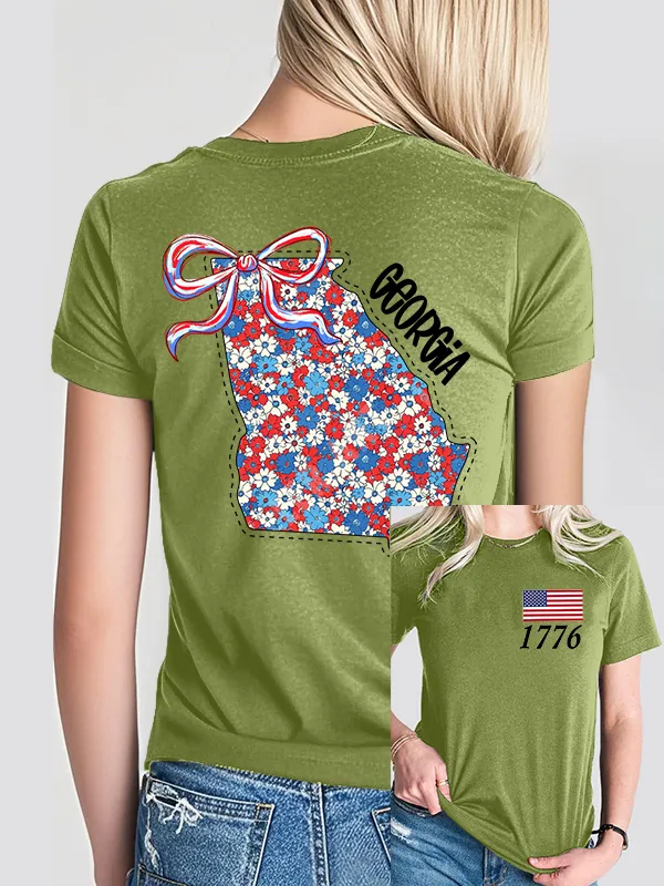 Woman'S 1776 Independence Day Print Short-Sleeved T-Shirt