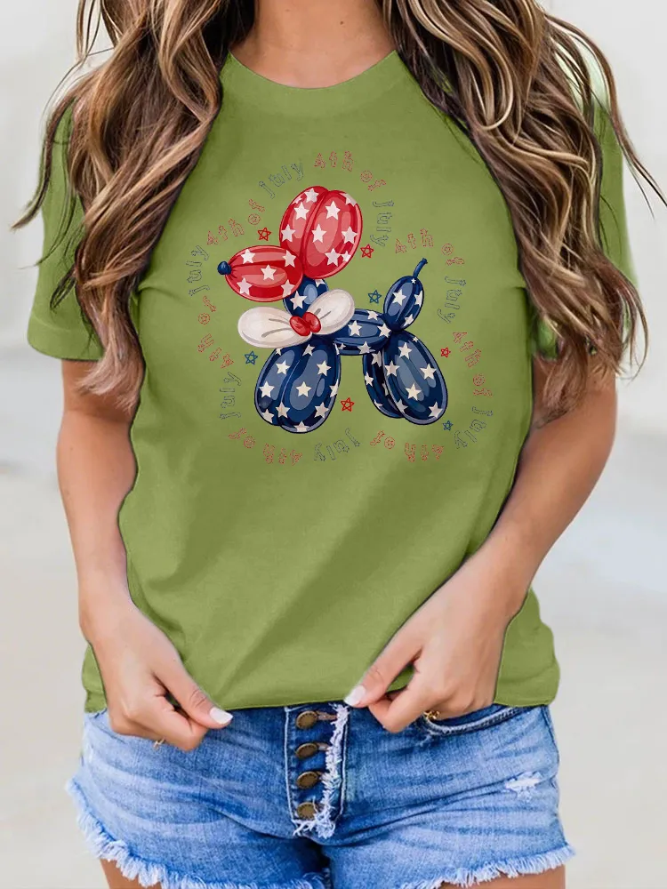 July 4th Of July Print Round-Neck Short-Sleeved T-Shirt