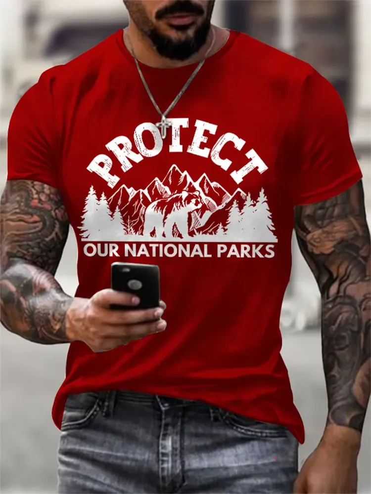 Man'S Protect Our National Parks Round-Nack Short Sleeve T-Shirt
