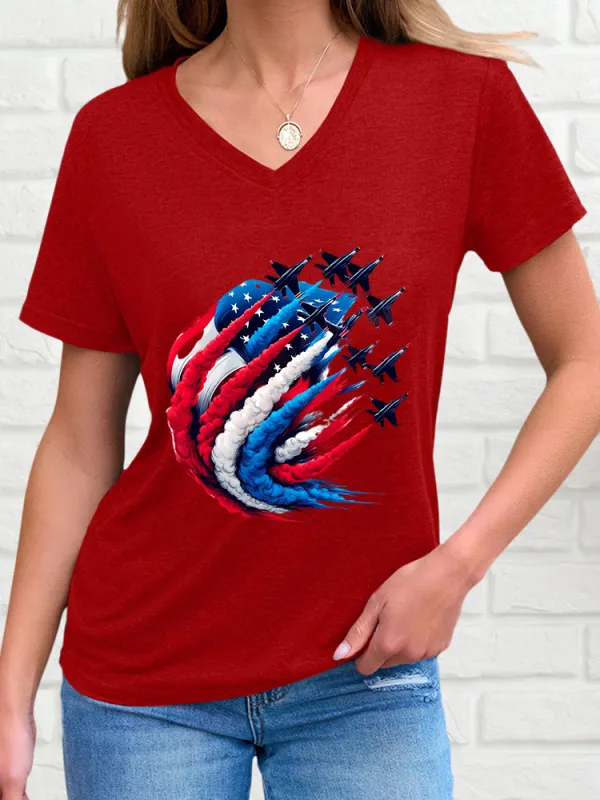 Woman'S Independence Day Print Short-Sleeved T-Shirt