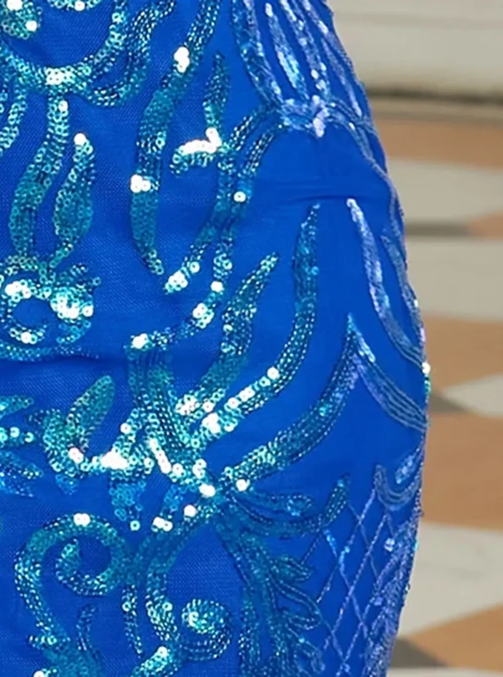 Sexy V-Neck Sequin Mini Blue Homecoming Dress