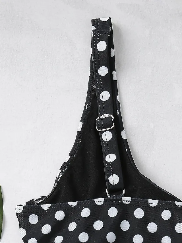 Women's Swimwear Tankini 2 Piece Normal Swimsuit Push Up Polka Dot Green Black Blue Purple Light Green Vest Bathing Suits Sports Casual Vacation / Summer / New / Padded Bras