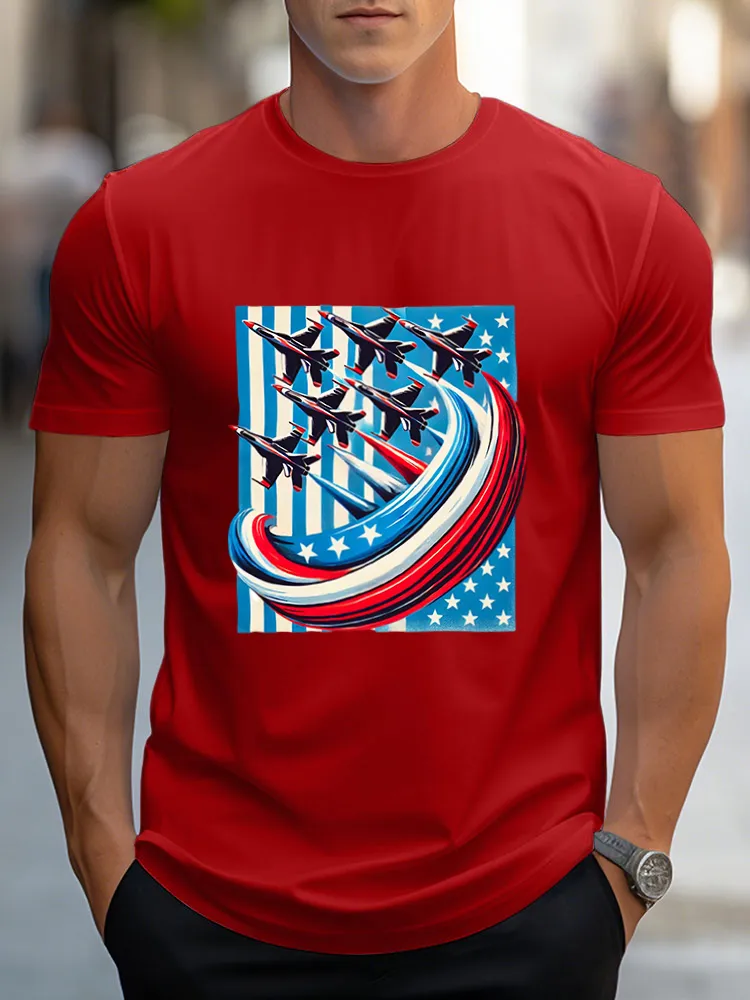Man'S Independence Day Round-Neck Short-Sleeved T-Shirt