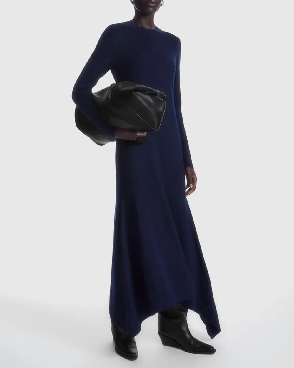Wool Long Sleeve Midi Dress