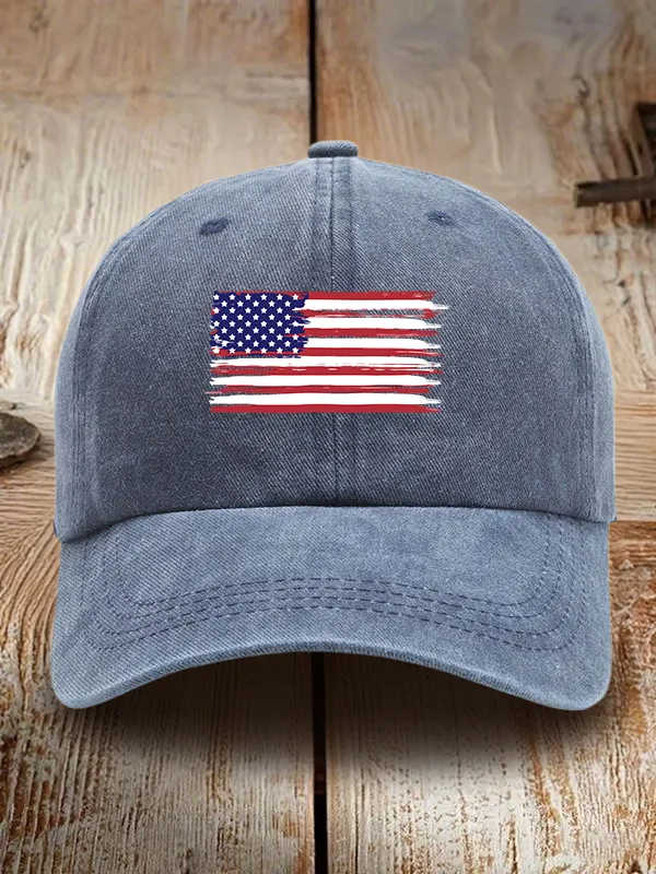 National Flag Print Washed Baseball Cap
