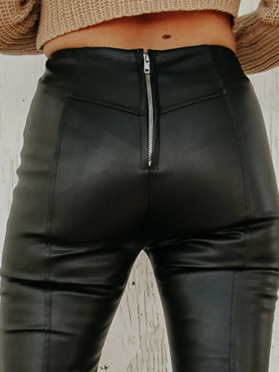 Black Faux Leather Bootcut Pants