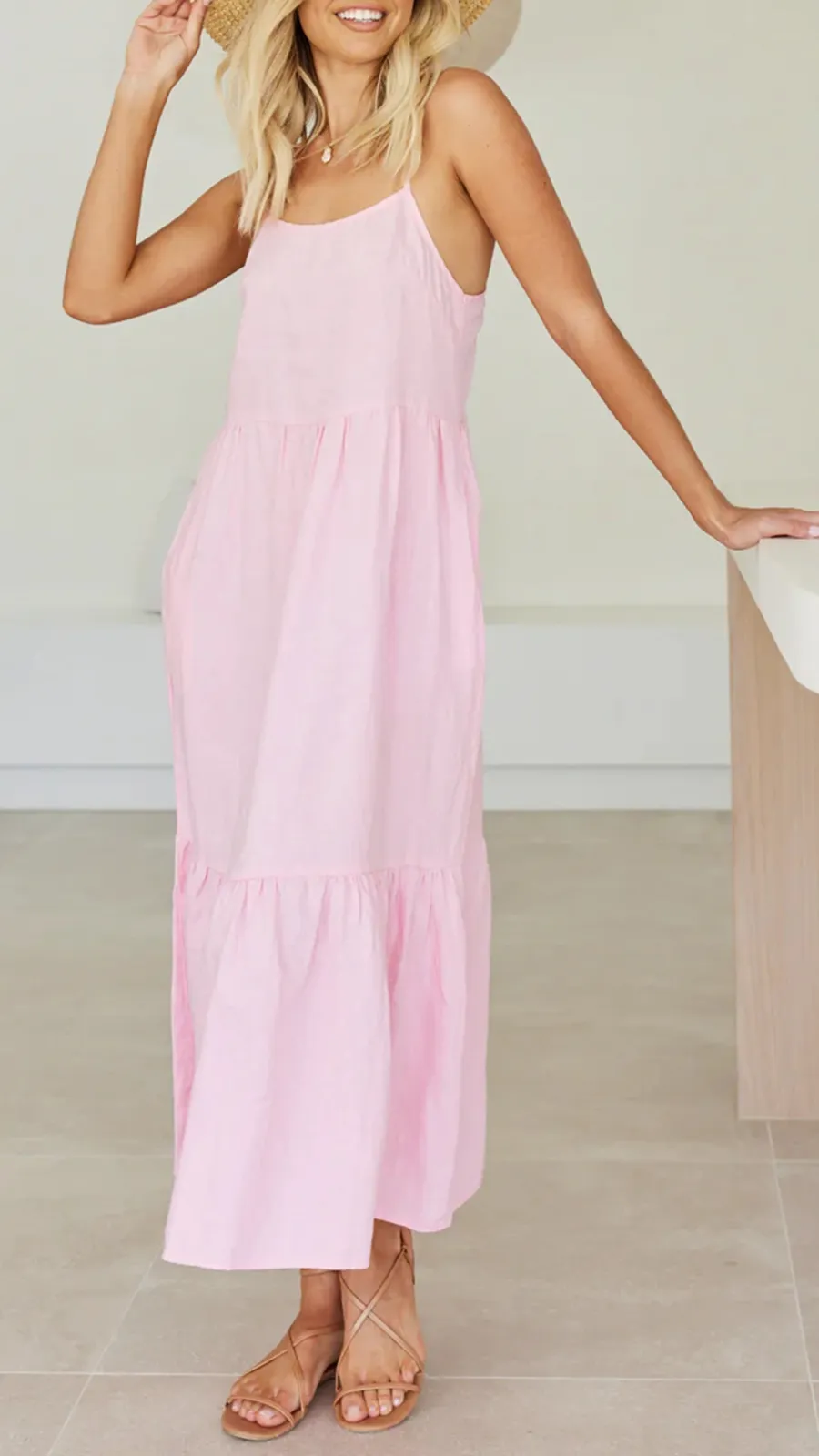 Loose Fluffy Long Suspender Maxi Dress