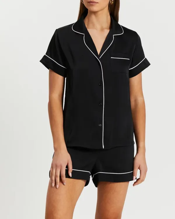 Short Satin Shirt PJ Set