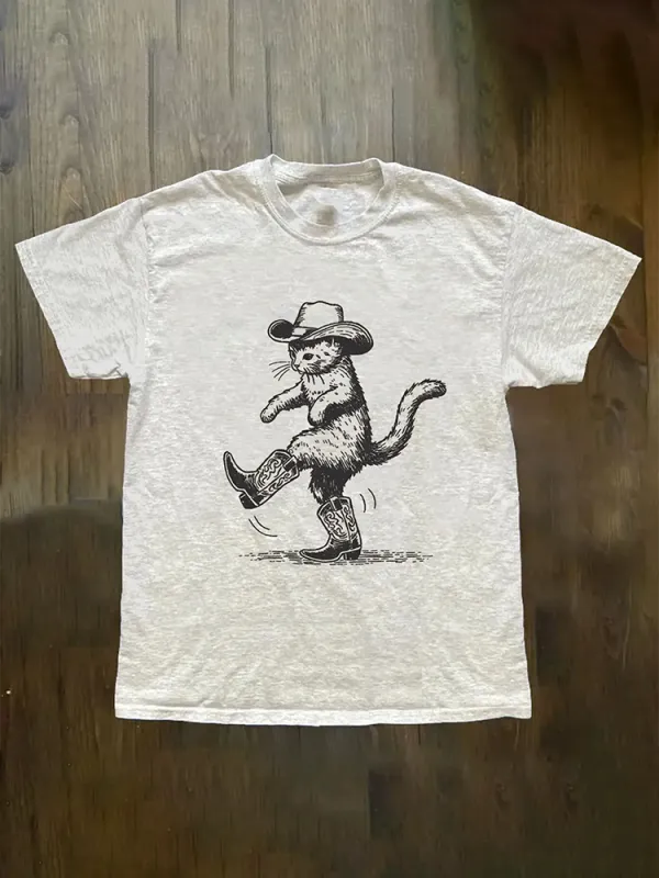 Cowboy Cat Print T-Shirt