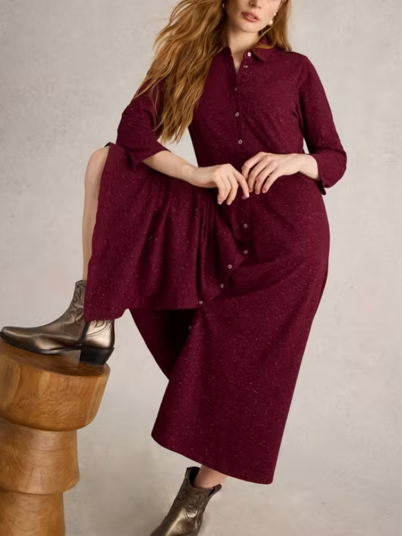 Sparkle Jersey Dress In Dk Plum