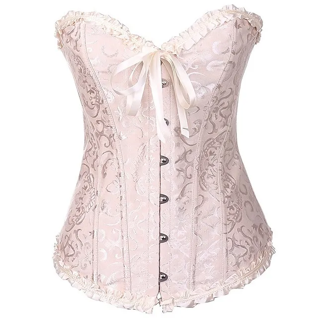 Women's Corsets Trachtenmieder Christmas Halloween Wedding Party Birthday Party Xmas Plus Size Apricot Creamy-white Black Red Country Bavarian Overbust Corset Hook & Eye Lace Up Tummy Control Push