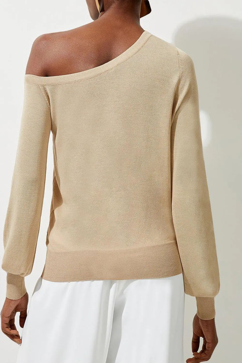 Lightweight Viscose Blend Summer Knit Off Shoulder Top
