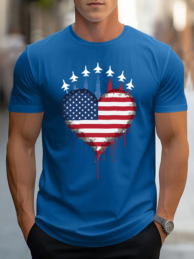 Man'S Independence Day Round-Neck Short-Sleeved T-Shirt