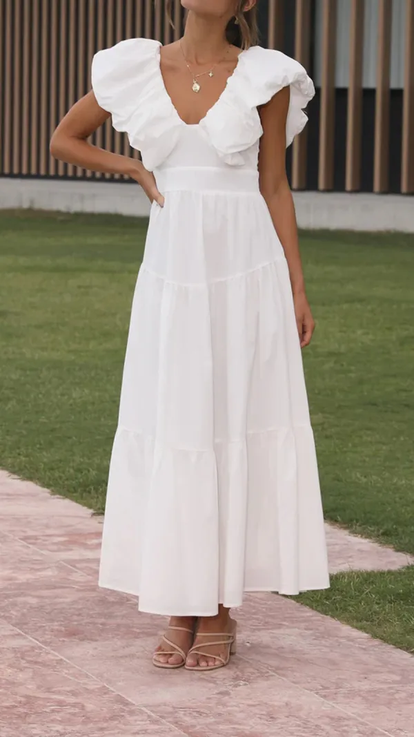 Fluffy Ruffle Tiered Maxi Dress