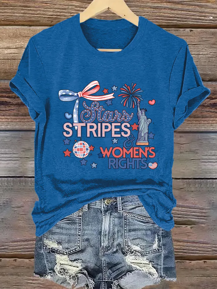 Woman'S Stars Stripes Women'S Rights Crew Neck Short Sleeve T-Shirt