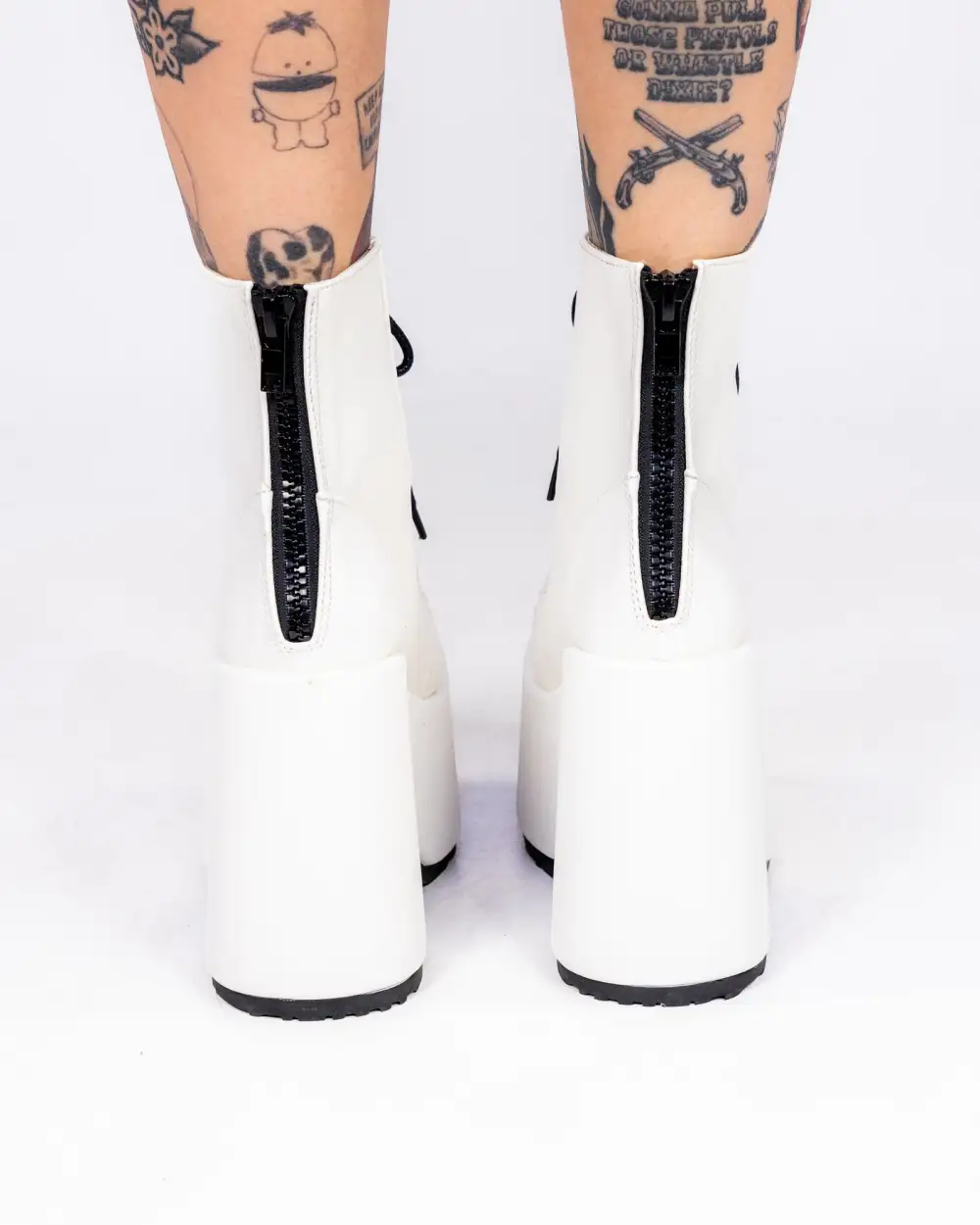 White Lace-Up Women's Platform Ankle Boots