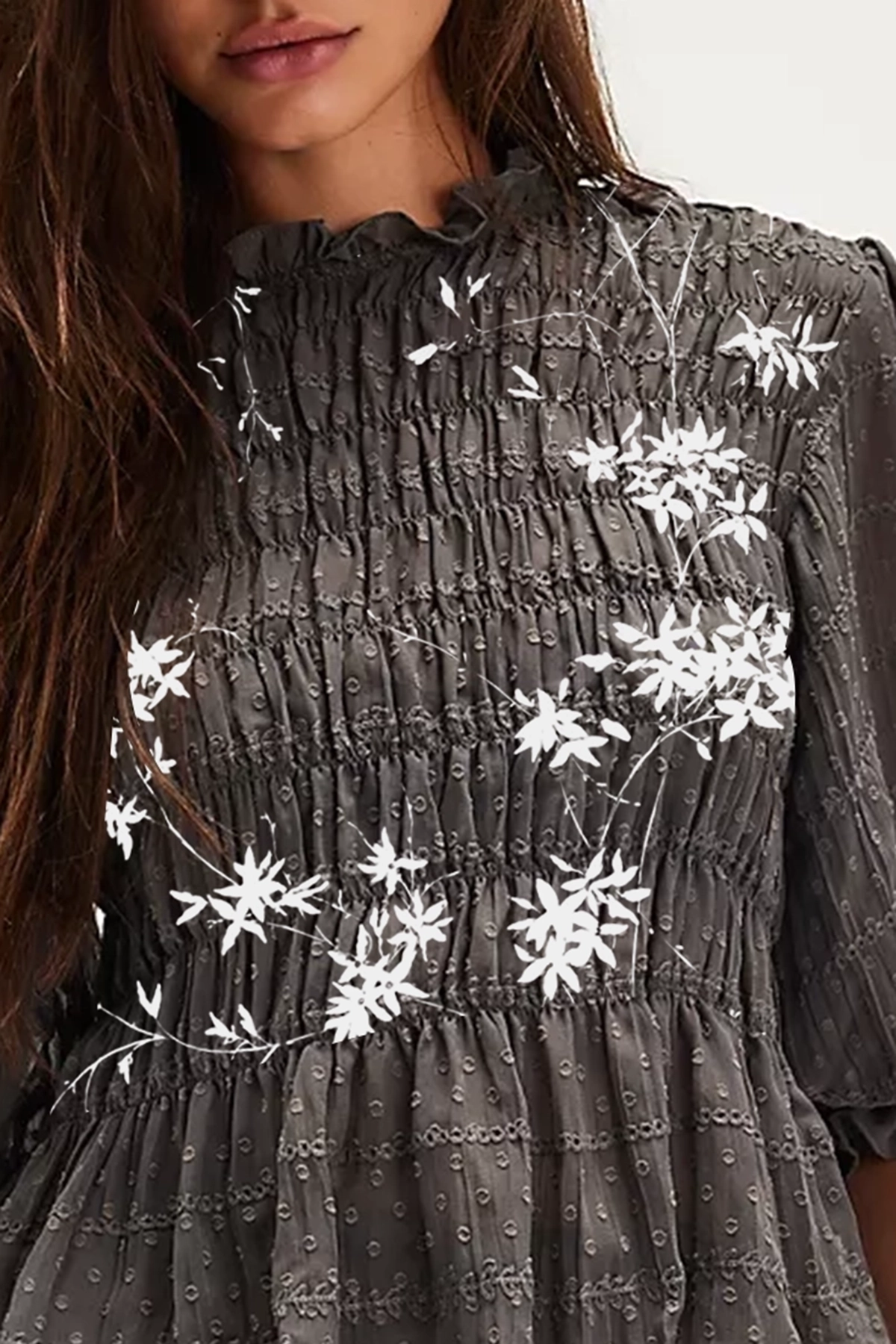 Smocked Ruffled Crop Top And Shorts Set