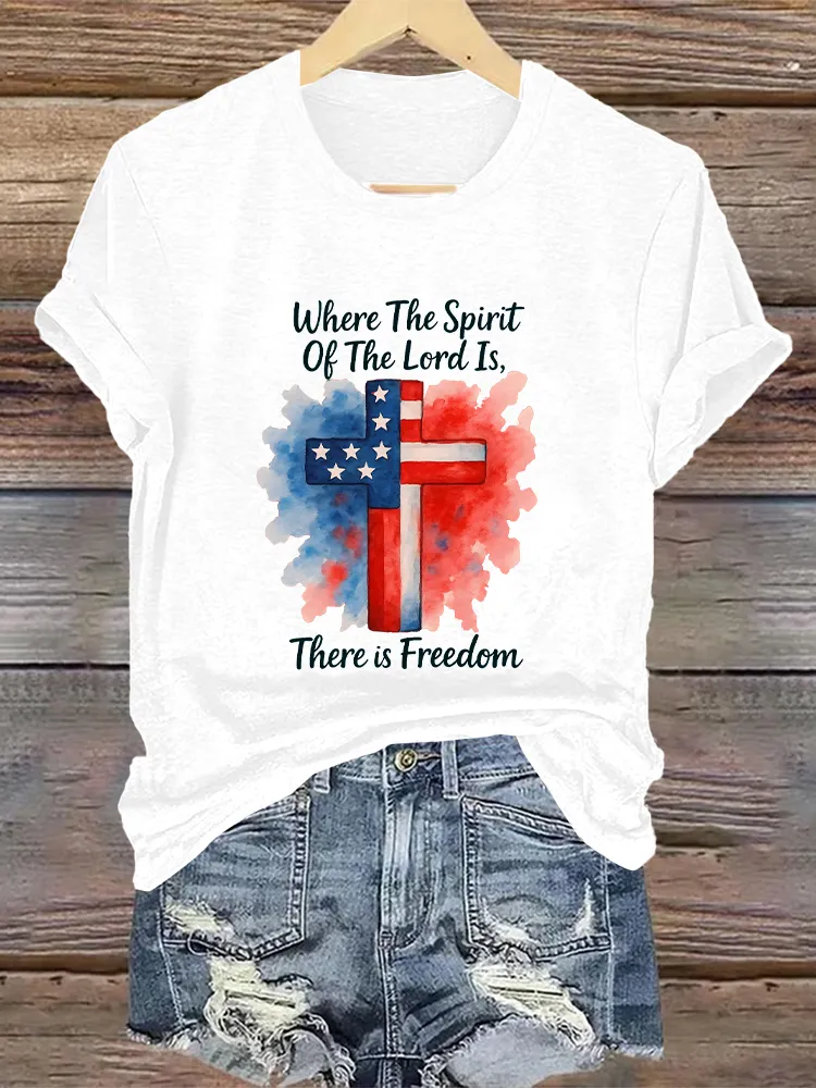 Woman'S Where The Spirit Of The Lord Is, There Is Freedom Crew Neck Short Sleeve T-Shirt