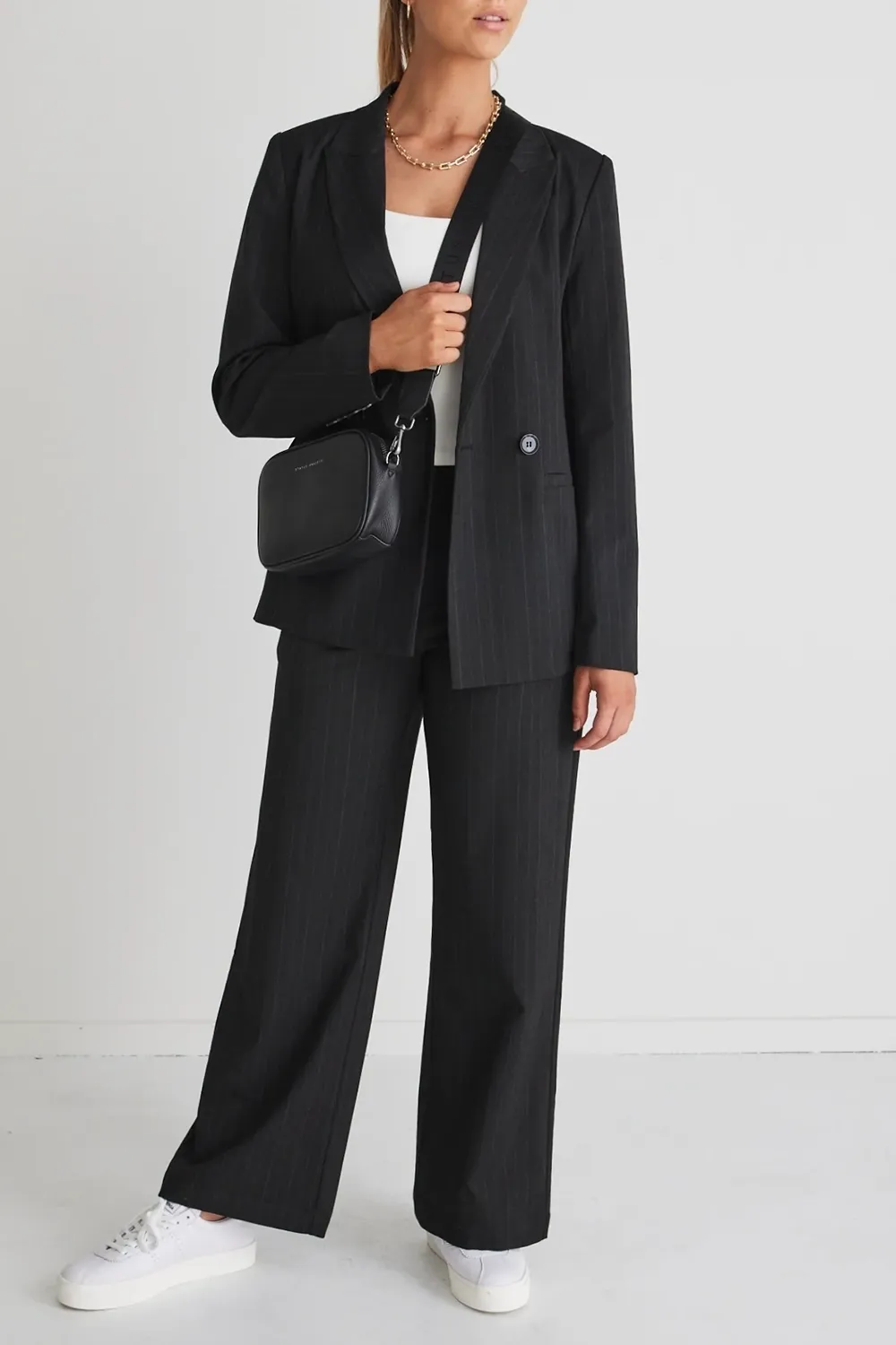 Charcoal Pinstripe Double Breasted Blazer