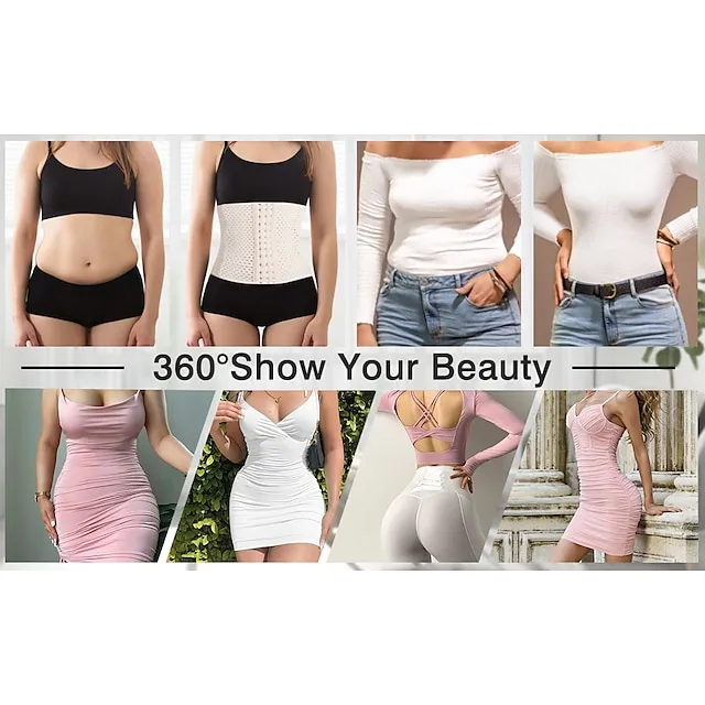 Corset Women's Waist Trainer Shapewears Office Running Gym Yoga Plus Size Creamy-white Black Brown Sport Breathable Hook & Eye Tummy Control Push Up Front Close Solid Color Summer Spring Fall