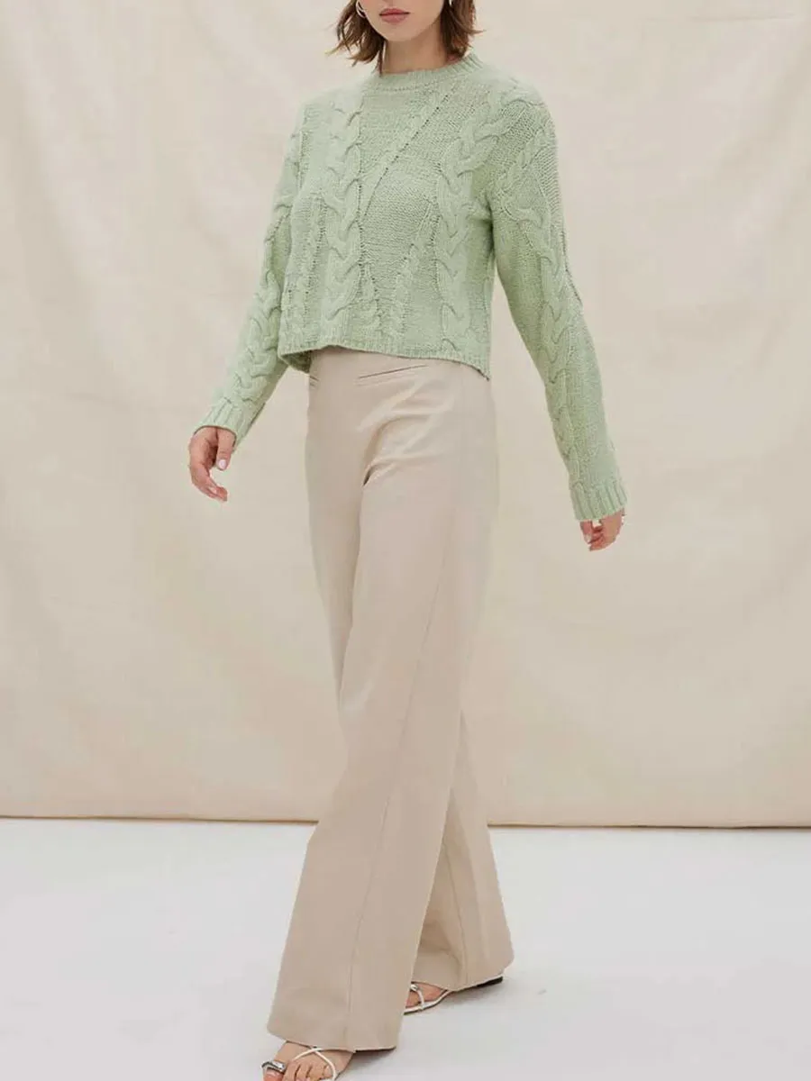Linked Cable Pattern Knit Sweater
