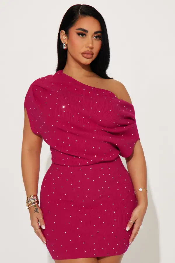 Lucy Sweater Mini Dress - Fuchsia
