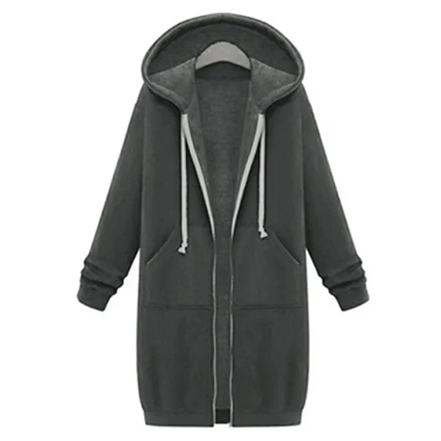 Women's Casual Jacket Fall Hoodie Jacket Warm Windproof Long Coat with Pocket Full Zip Sport Plain Coat Regular Fit Outerwear Long Sleeve Winter Black Blue Pink XL XXL