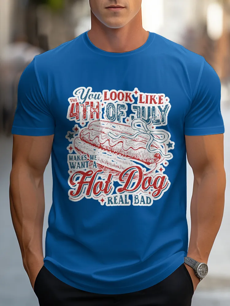Man'S You Look Like 4Th Of July Round-Neck Short-Sleeved T-Shirt
